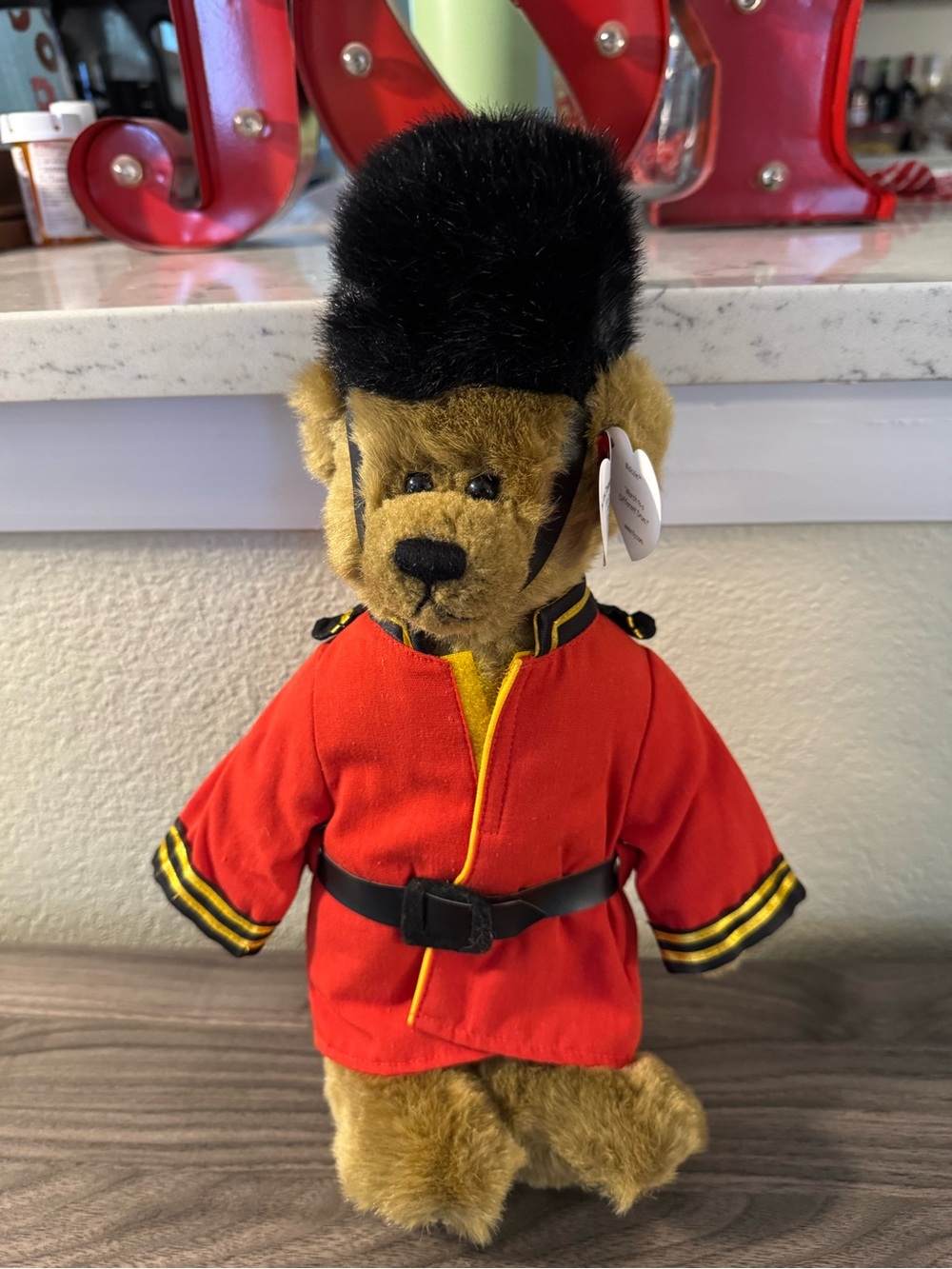 Ty Brown Malcolm Bear in Red Guard Uniform with Black Hat